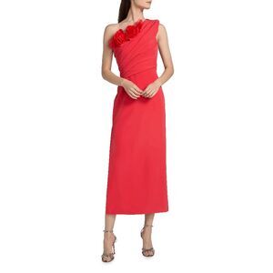 As It May Olivia Crepe One-Shoulder Midi-Dress Size US 16 $545